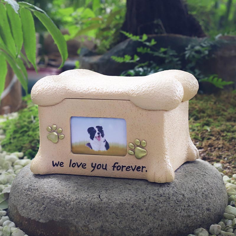 Resin Pet Memorial Urn Kanthi Bingkai Gambar